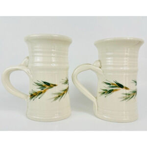 Mary Ann Geis New Hampshire Studio Art Pottery 2 Mug Cup Evergreen Branch